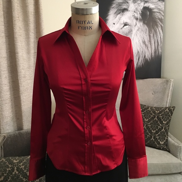 NEW YORK & COMPANY Tops - Bright Red Body Fitting  Blouse